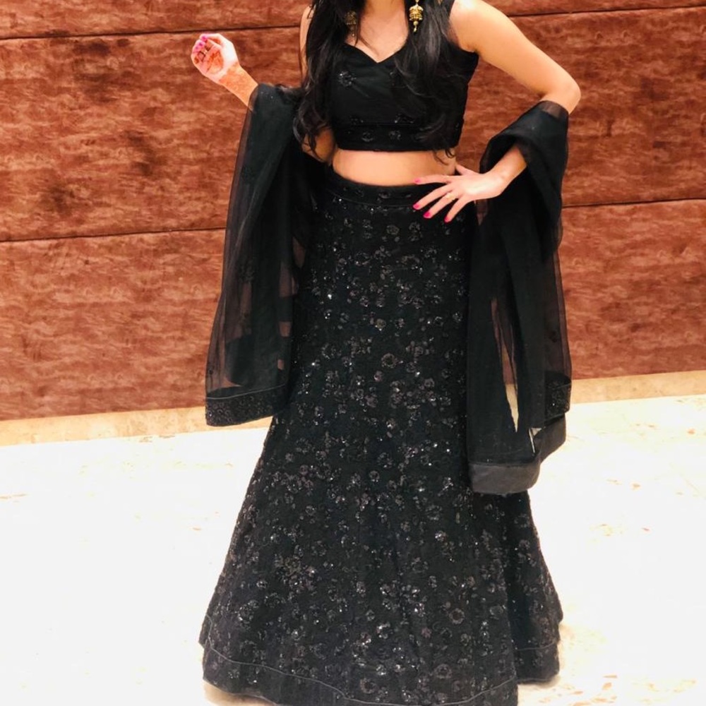 Black sequins ethnic wear lehenga - Picture 11 of 13